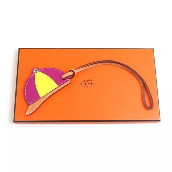 Auth HERMES Charm Purple/Yellow/Light Brown Leather - Picture 1 of 16